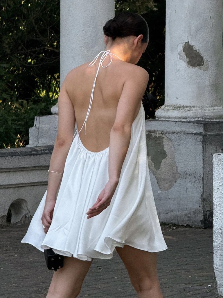 Bornladies Women's Suspender Backless Mini Dress 2026 New Series Elegant Skirt Hem Suitable for Summer Beach Vacation Wear 5