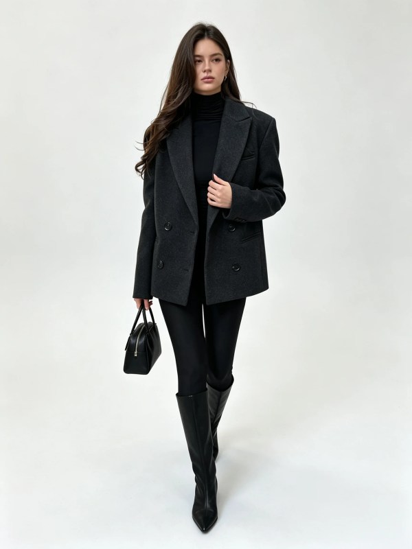 bornladies women's single breasted open collar textured suit with fashionable pockets, elegant office and business jacket outfit Bornladies Women's Single Breasted Open Collar Textured Suit with Fashionable Pockets, Elegant Office and Business Jacket Outfit 6