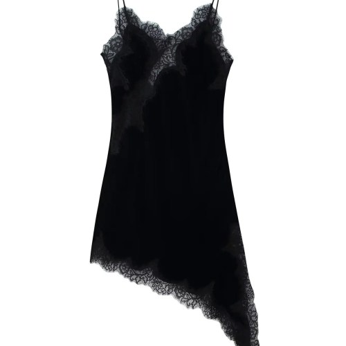 zevity 2025 women sexy hollow out lace stitching velvet symmetrical mini dress female chic backless sling party vestidos ds9456 Zevity 2025 Women Sexy Hollow Out Lace Stitching Velvet symmetrical Mini Dress Female Chic Backless Sling Party Vestidos DS9456