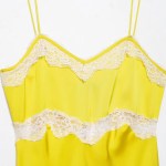 Zevity Women Sexy Sleeveless Lace Stitching Yellow Soft Satin Long Dress Female Chic Spaghetti Strap Brand Party Vestidos DS9414 3