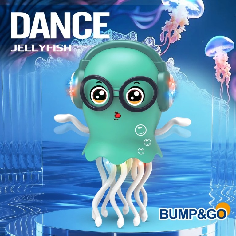 An Electrically-Powered Crawling Dancing Jellyfish Toy, An Octopus With Automatic Obstacle Sensor, Intelligent LED Lights and Mu 6