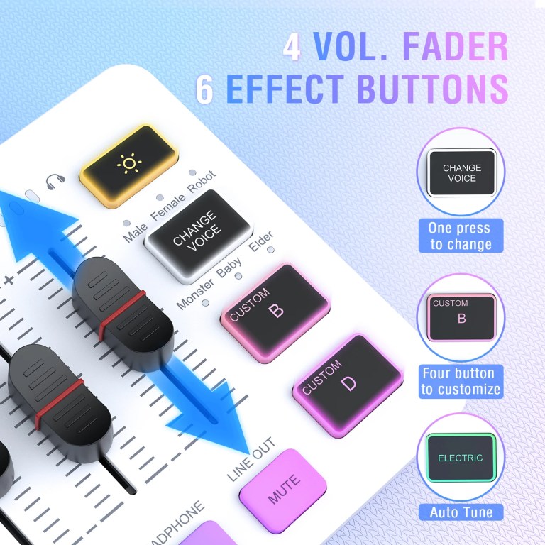 fifine rgb streaming podcast kit with dynamic mic & audio mixer for gaming/recording/live streaming, instant audio control ks5w FIFINE RGB Streaming Podcast Kit with Dynamic Mic & Audio Mixer for Gaming/Recording/Live Streaming, Instant Audio Control- KS5W 5