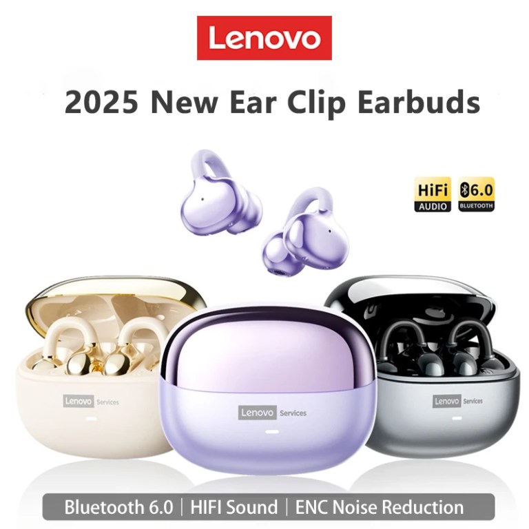 Choice Lenovo LE302 OWS Ear Clip Earphones Wireless Bluetooth 6.0 Headset HD Call Earbuds Low Latency Gaming Headphones New 3