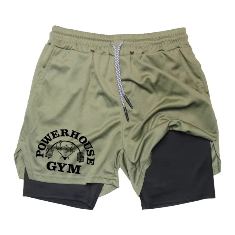 powerhouse gym men's double layer mesh shorts breathable athletic gym shorts with drawstring POWERHOUSE GYM Men's Double Layer Mesh Shorts - Breathable Athletic Gym Shorts with Drawstring 3