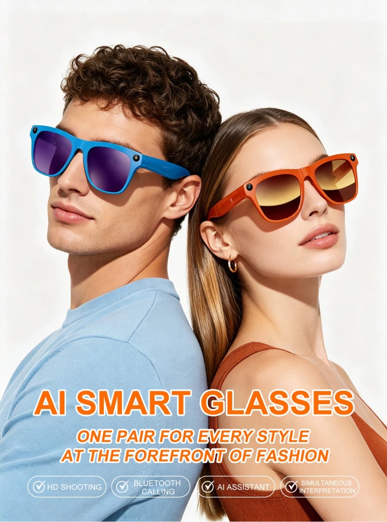 Lenovo 8K HD Upgrade Smart Glasses With Camera Video Recording AI Photo Recognition Bluetooth Call Translation Voice Sunglasses