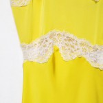 Zevity Women Sexy Sleeveless Lace Stitching Yellow Soft Satin Long Dress Female Chic Spaghetti Strap Brand Party Vestidos DS9414 5