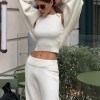 bornladies women's knitted three piece round neck sleeveless vest cardigan and wide leg pants set minimalist daily wear Bornladies Women's Knitted Three Piece Round Neck Sleeveless Vest Cardigan and Wide Leg Pants Set Minimalist Daily Wear 1