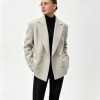 bornladies women's single breasted open collar textured suit with fashionable pockets, elegant office and business jacket outfit Bornladies Women's Single Breasted Open Collar Textured Suit with Fashionable Pockets, Elegant Office and Business Jacket Outfit 3