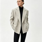 Bornladies Women's Single Breasted Open Collar Textured Suit with Fashionable Pockets, Elegant Office and Business Jacket Outfit 3