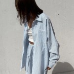 bornladies 2026 spring summer new cotton shirt set striped long sleeve shirt fashion casual lace short shorts Bornladies 2026 Spring Summer New Cotton Shirt Set Striped Long Sleeve Shirt Fashion Casual Lace Short Shorts 4