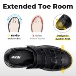 FitVille Men's Sports Sandals Extra Wide Toe Leather Diabetic Shoes for Men Outdoors Summer Open-toe Orthopedic Sandal Non-slip 2