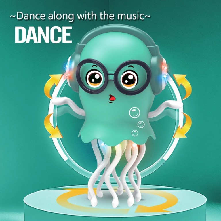 An Electrically-Powered Crawling Dancing Jellyfish Toy, An Octopus With Automatic Obstacle Sensor, Intelligent LED Lights and Mu 2