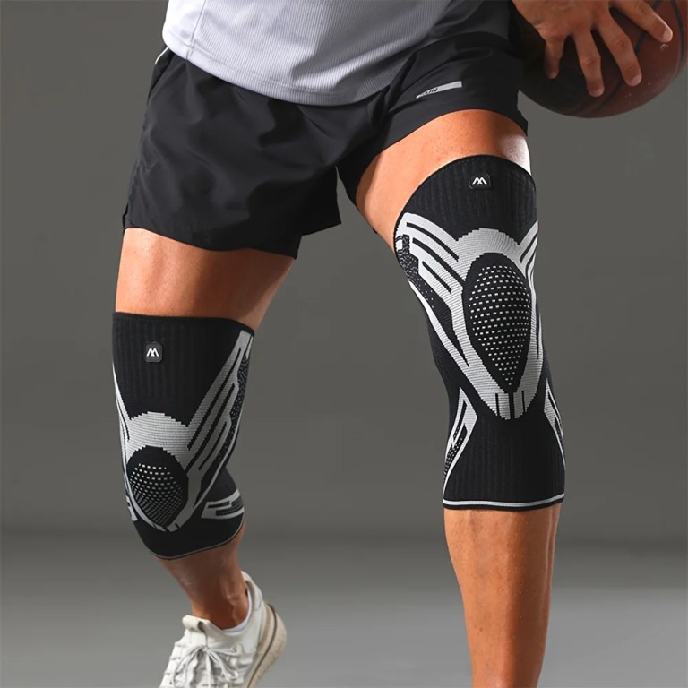 1 Pcs Compression Knee Support Sleeve Elastic Breathable Knee Pads Brace Springs Gym Sports Protector Basketball Volleyball Run 6