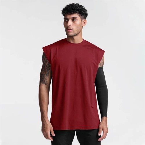 Summer New Gym Vest Men Broad Shoulder Sleeveless Sports Tank Top Quick-dry Cotton Fitness T-shirt Running Tank Top Men Tops