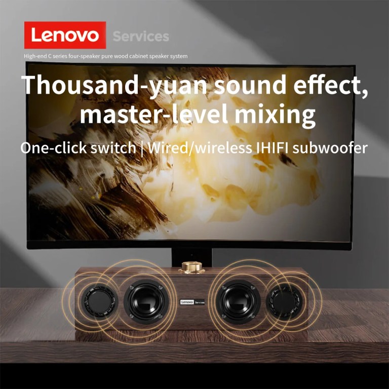 Lenovo C02 Multimedia Speaker Bluetooth Speaker Wired/Bluetooth Dual-Mode Speaker Retro Speaker Universal for Tv, Computer, and Mobile Phone Subwoofer 2