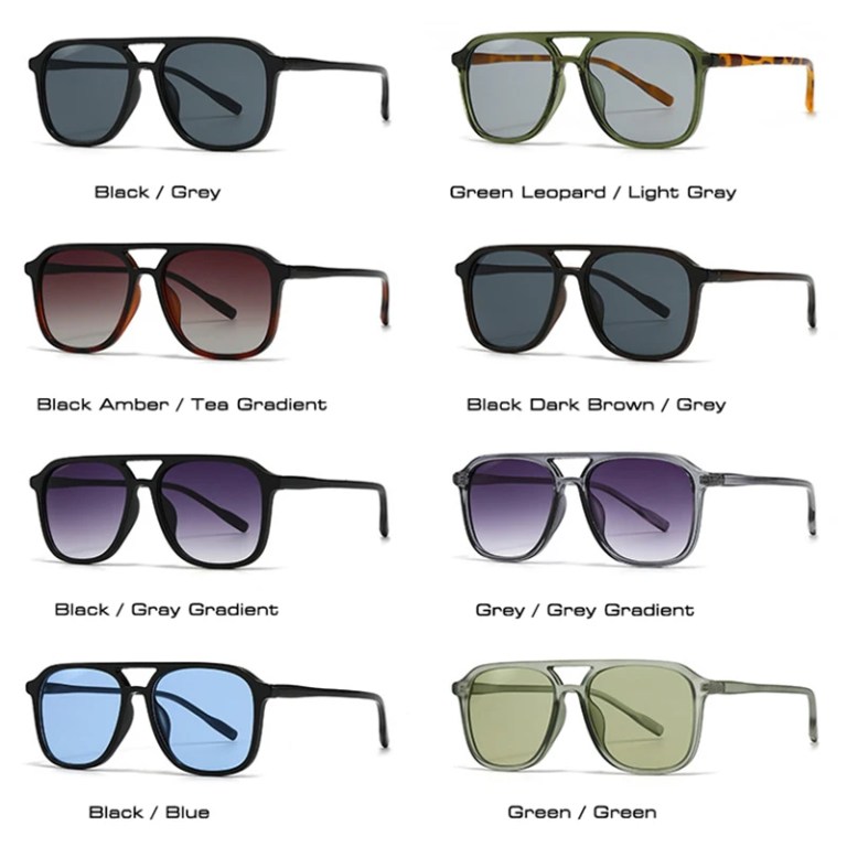SO&EI Retro Double Bridges Men Square Sunglasses Fashion Blue Green Shades UV400 Women Trending Gradient Sun Glasses 3