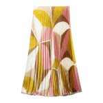 women fashion cotrast color geometric print casual pleated skirt faldas mujer female summer elastic waist midi skirts qun9174 Women Fashion Cotrast Color Geometric Print Casual Pleated Skirt Faldas Mujer Female Summer Elastic Waist Midi Skirts QUN9174 2