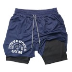 powerhouse gym men's double layer mesh shorts breathable athletic gym shorts with drawstring POWERHOUSE GYM Men's Double Layer Mesh Shorts - Breathable Athletic Gym Shorts with Drawstring
