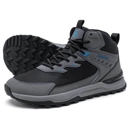 HOBIBEAR Men Wide Width Ankle Boots Mid-Top Hiking Running Shoes Non-Slip Outdoor Trail Walking Sneakers for Male