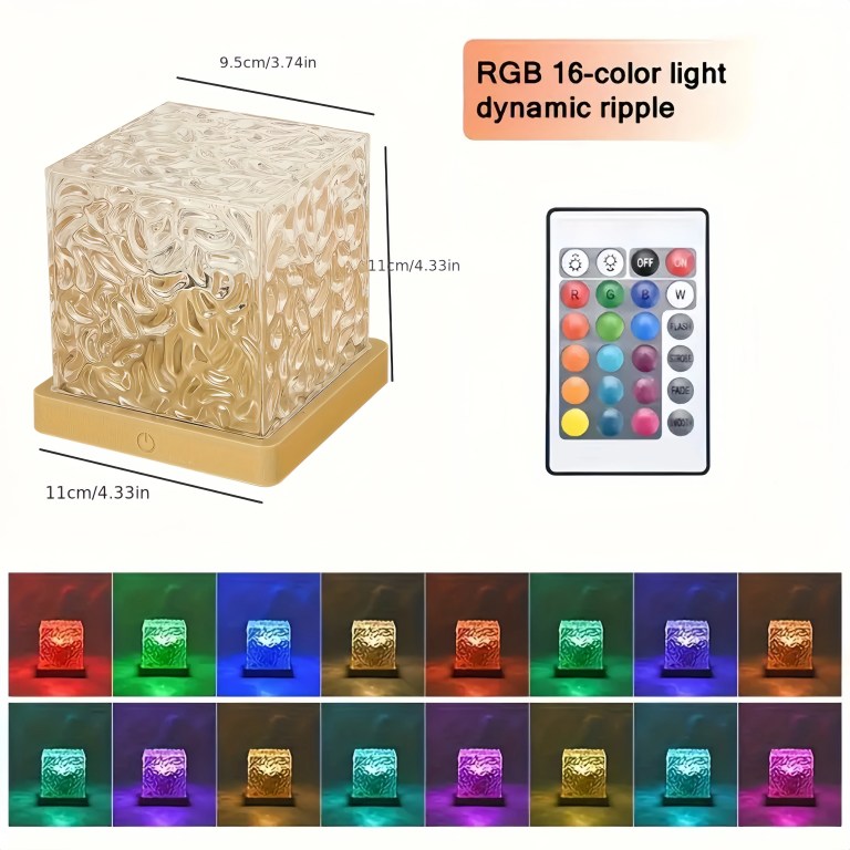 Ocean Wave Aurora Projector Light USB Remote RGB Water Ripple 16 Colors Night Light Home Office Bar Living Room Ambient Light 3