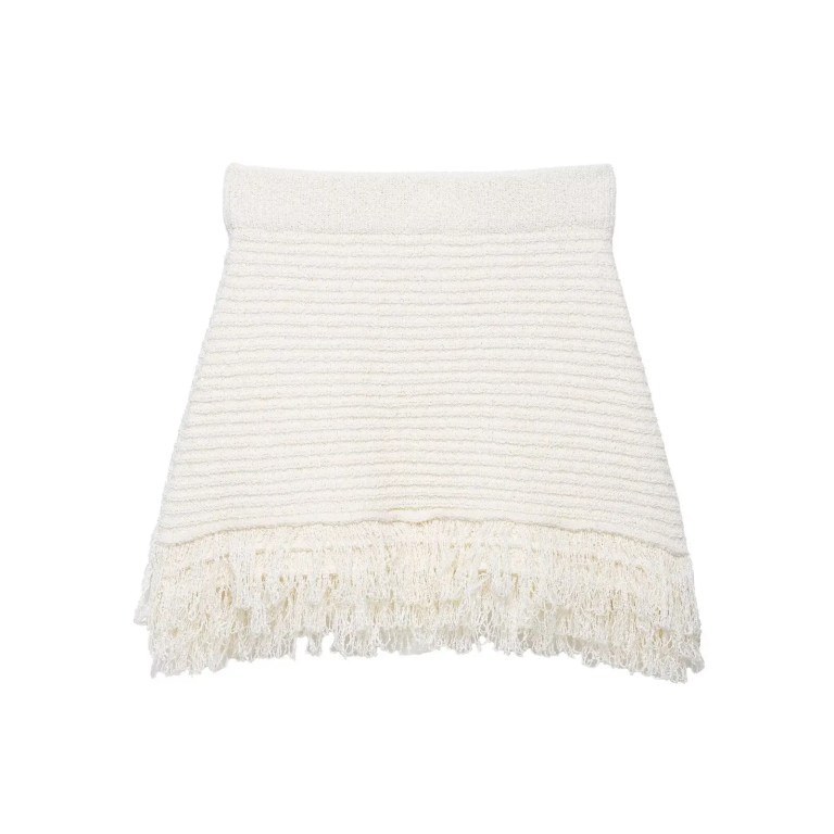 zevity 2025 women fashion hem tassel design solid color crochet knitting mini skirt faldas mujer female elastic vestidos qun9300 Zevity 2025 Women Fashion Hem Tassel Design Solid Color Crochet Knitting Mini Skirt Faldas Mujer Female Elastic Vestidos QUN9300 2