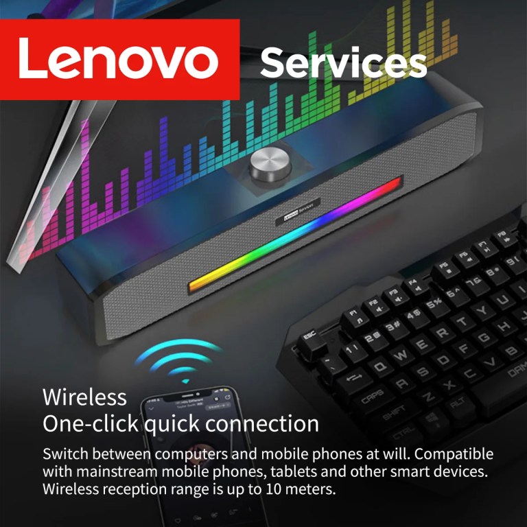 Lenovo Original Deep Bass RGB Light Computer Speakers Wired/Bluetooth Dual Channel Music Player HiFi Sound Stereo Loudspeaker 2