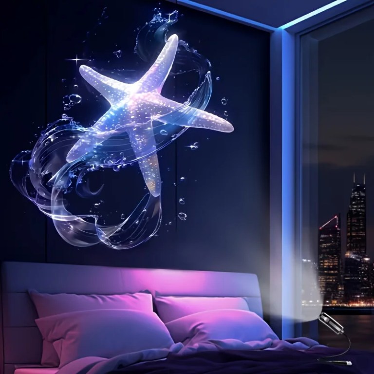 LED USB Projector Light 3/6pcs Projection Patterns- Adjustable Whale Butterfly Jellyfish Starfish Night Light Festival Gift 3