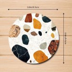 6 Pieces 2D Wooden Coasters Printed Stone Pattern Theme Desktop Insulation Mats Home Decor Coffee Cup Coasters Office 5
