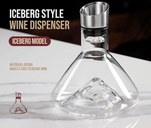 carla home iceberg wine decanter with aerator filter and lid carla home iceberg wine decanter with aerator filter and lid