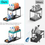 carla home 2 pack under sink organizer with pull out basket and hooks for bathroom & kitchen