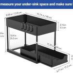 carla home 2 pack under sink organizer with pull out basket and hooks for bathroom & kitchen