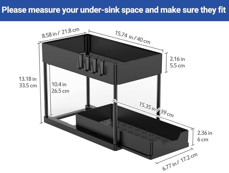carla home 2 pack under sink organizer with pull out basket and hooks for bathroom & kitchen