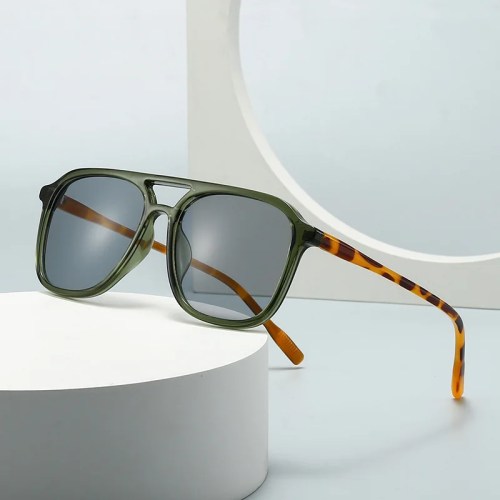 SO&EI Retro Double Bridges Men Square Sunglasses Fashion Blue Green Shades UV400 Women Trending Gradient Sun Glasses