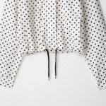 Zevity Women Fashion Stand Collar Polka Dots Print Casual Loose Coat Ladies Zipper Fly Leisure Jacket Hem Lace Up Tops CT9420 6