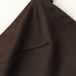 Zevity 2025 Women Elegant V Neck Solid Color Soft Satin Sling Dress Female Chic Hem Lace Stitching Asymmetrical Vestidos DS9458 4