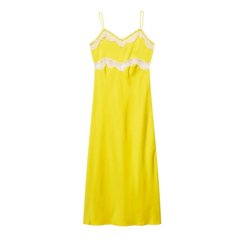 zevity women sexy sleeveless lace stitching yellow soft satin long dress female chic spaghetti strap brand party vestidos ds9414 Zevity Women Sexy Sleeveless Lace Stitching Yellow Soft Satin Long Dress Female Chic Spaghetti Strap Brand Party Vestidos DS9414