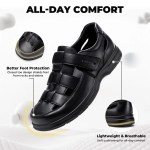 FitVille Men's Sports Sandals Extra Wide Toe Leather Diabetic Shoes for Men Outdoors Summer Open-toe Orthopedic Sandal Non-slip 5