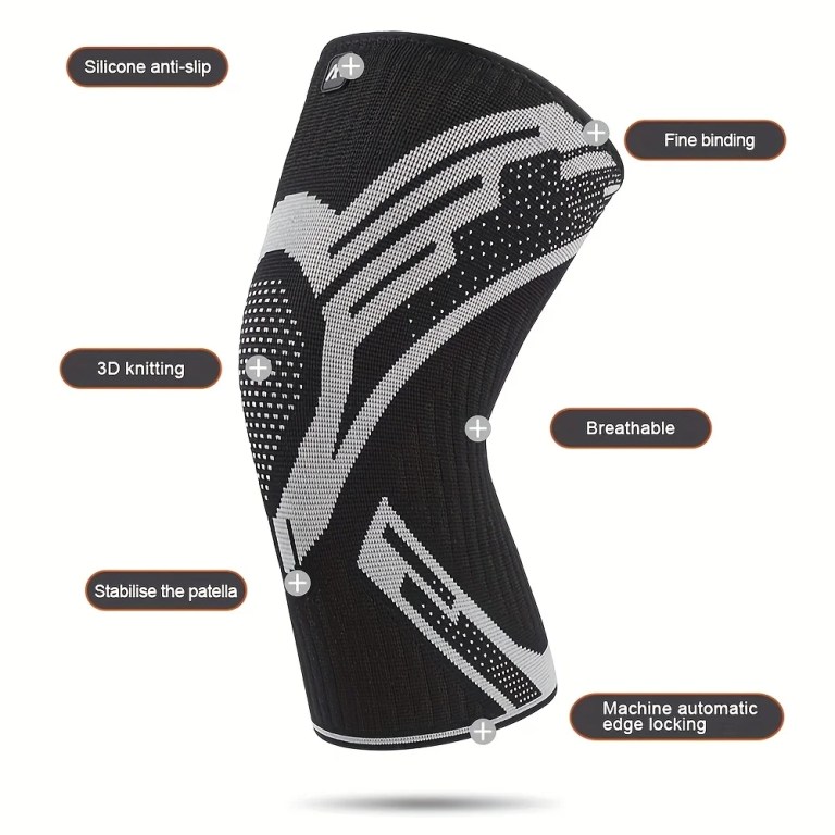 1 Pcs Compression Knee Support Sleeve Elastic Breathable Knee Pads Brace Springs Gym Sports Protector Basketball Volleyball Run 3