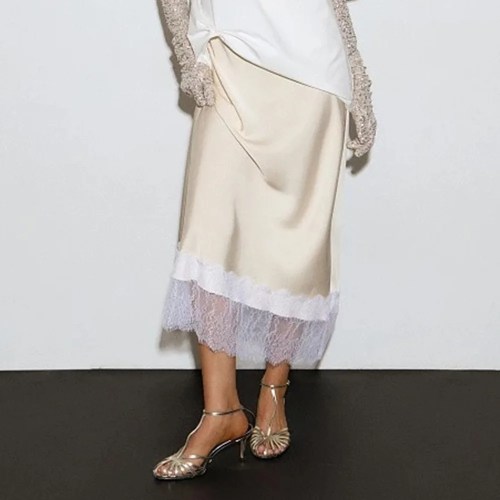 bornlades 2026 summer new splicing lace half skirt fashionable and trendy lace satin half skirt for women Bornlades 2026 Summer New Splicing Lace Half Skirt Fashionable and Trendy Lace Satin Half Skirt for Women