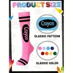 1 Pair of Socks with Random Colors, Football Socks, Sports Socks, Basketball Socks, Pure Cotton, Sweat-Absorbent, Breathable, Odor-Free, Crayon Socks, Colorful Striped Over-The-Knee Socks, Fashionable and Novel, Soft and Snug, Women's Socks, Sock Accessories, Costume Party Props, Long Tube Calf Socks 5
