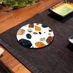 6 Pieces 2D Wooden Coasters Printed Stone Pattern Theme Desktop Insulation Mats Home Decor Coffee Cup Coasters Office 4