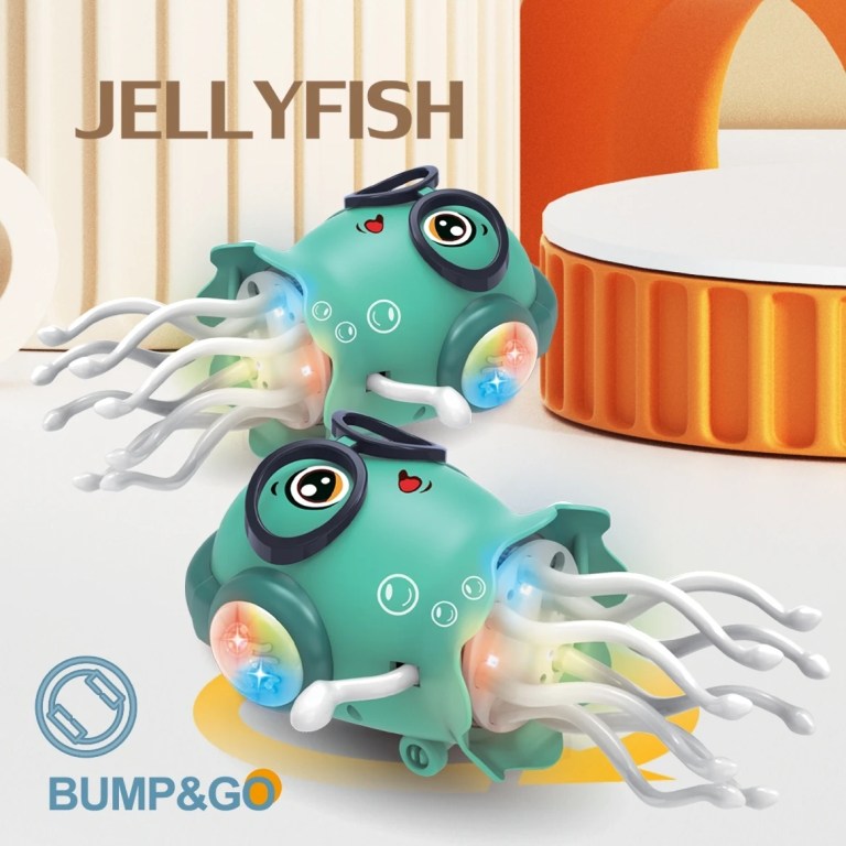 An Electrically-Powered Crawling Dancing Jellyfish Toy, An Octopus With Automatic Obstacle Sensor, Intelligent LED Lights and Mu 3