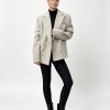 bornladies women's single breasted open collar textured suit with fashionable pockets, elegant office and business jacket outfit Bornladies Women's Single Breasted Open Collar Textured Suit with Fashionable Pockets, Elegant Office and Business Jacket Outfit