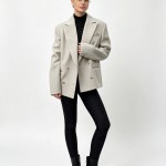 Bornladies Women's Single Breasted Open Collar Textured Suit with Fashionable Pockets, Elegant Office and Business Jacket Outfit