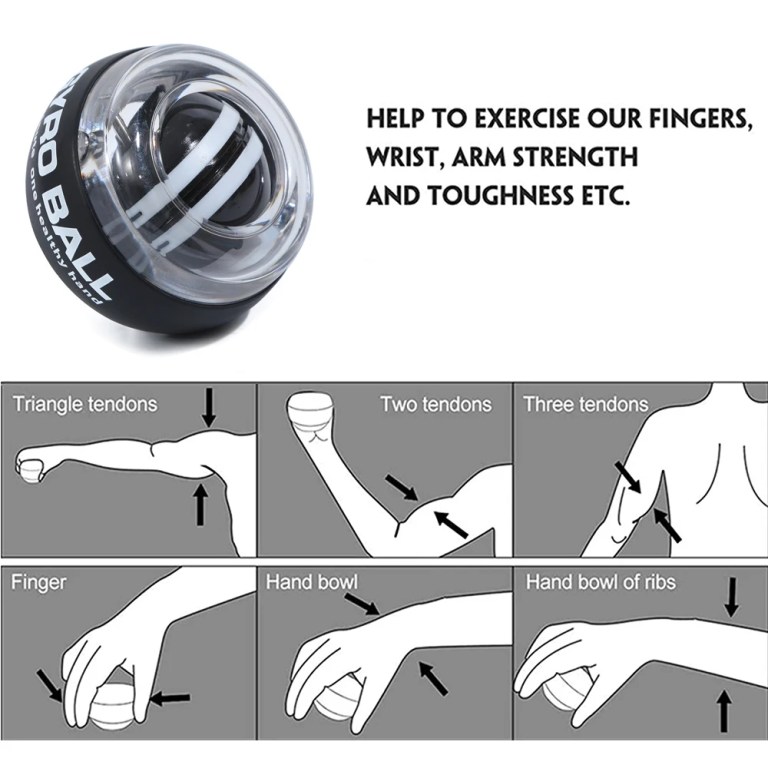 self starting wrist gyro ball power trainer forearm exerciser wrist strengthening device for arm and finger muscle training Self-Starting Wrist Gyro Ball Power Trainer Forearm Exerciser - Wrist Strengthening Device for Arm And Finger Muscle Training 5