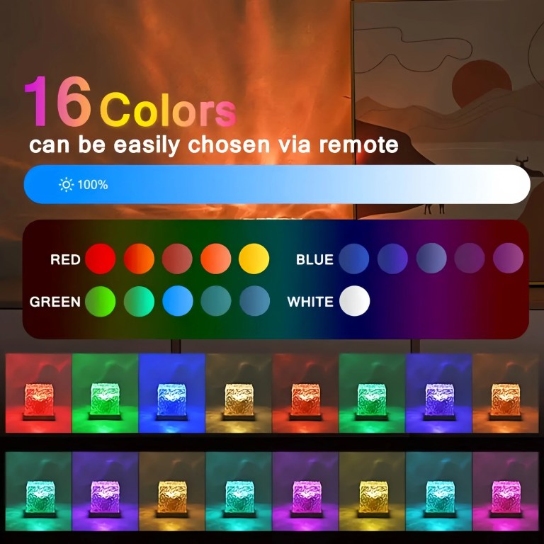 Ocean Wave Aurora Projector Light USB Remote RGB Water Ripple 16 Colors Night Light Home Office Bar Living Room Ambient Light 4