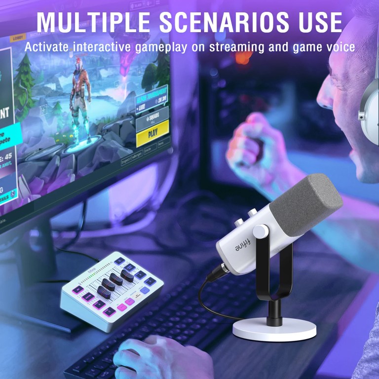 fifine rgb streaming podcast kit with dynamic mic & audio mixer for gaming/recording/live streaming, instant audio control ks5w FIFINE RGB Streaming Podcast Kit with Dynamic Mic & Audio Mixer for Gaming/Recording/Live Streaming, Instant Audio Control- KS5W 3