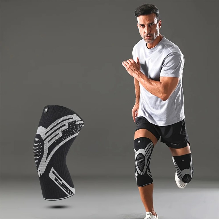 1 Pcs Compression Knee Support Sleeve Elastic Breathable Knee Pads Brace Springs Gym Sports Protector Basketball Volleyball Run 5