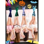 1 Pair of Socks with Random Colors, Football Socks, Sports Socks, Basketball Socks, Pure Cotton, Sweat-Absorbent, Breathable, Odor-Free, Crayon Socks, Colorful Striped Over-The-Knee Socks, Fashionable and Novel, Soft and Snug, Women's Socks, Sock Accessories, Costume Party Props, Long Tube Calf Socks 2