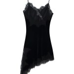 zevity 2025 women sexy hollow out lace stitching velvet symmetrical mini dress female chic backless sling party vestidos ds9456 Zevity 2025 Women Sexy Hollow Out Lace Stitching Velvet symmetrical Mini Dress Female Chic Backless Sling Party Vestidos DS9456 2